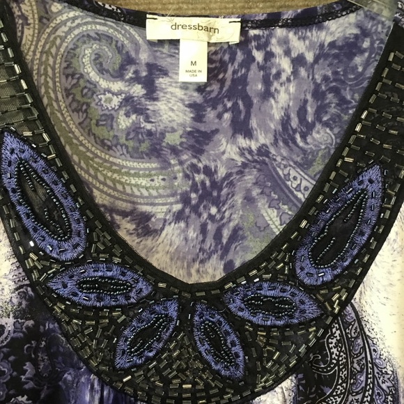 DRESSBARN PURPLE PAISLEY BEADED EMBELLISHED NWOT SLEEVELESS PURPLE TOP MED - Picture 4 of 8